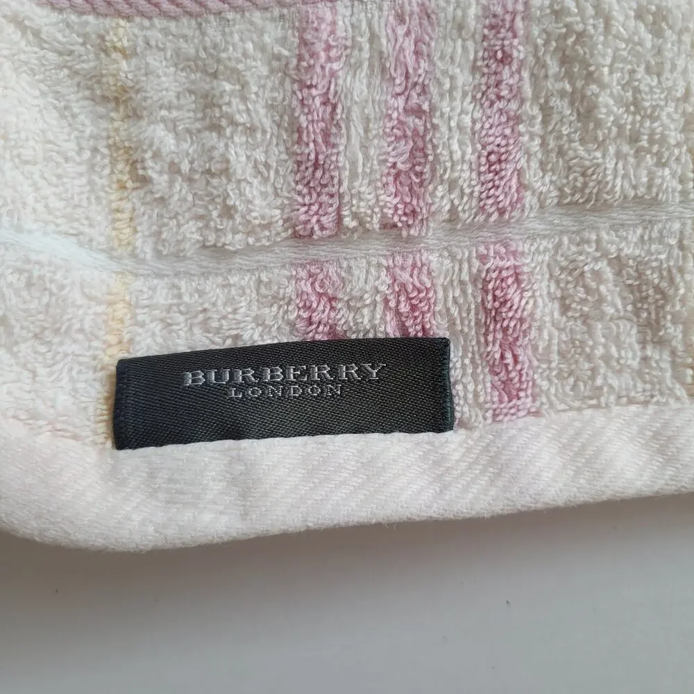 Vintage Burberry Authentic Hand‎ Towels Lot Of 3 Pink Yellow Cotton Bundle
